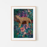 Tropical Jungle Leopard No Glasses, By Sarah Manovski Wall Art Gioia-Local 40x60cm Framed Poster Black