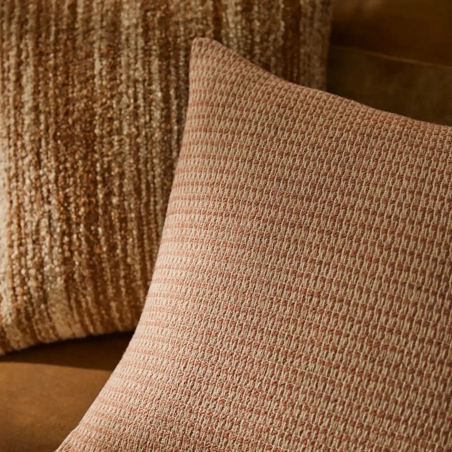 Nicolo 50cm Woven Linen Check Design Cushion Cushion Weave-Local