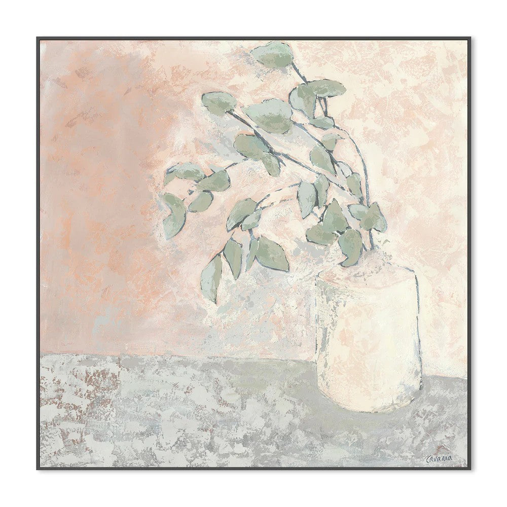 Vase Series Gum Branch, By Karen Cavania Wall Art Gioia-Local 50x50cm Framed Canvas Black