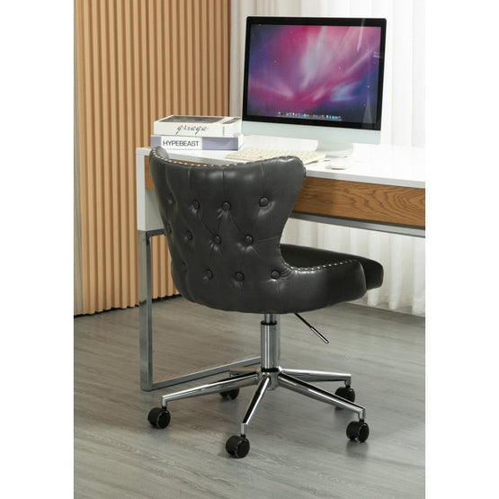 Vijay Faux Leather Office Chair - Grey