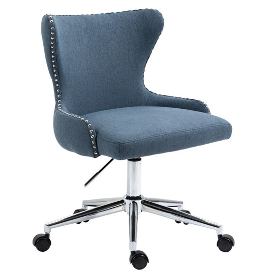 Vijay Velvet Fabric Office Chair - Blue Grey