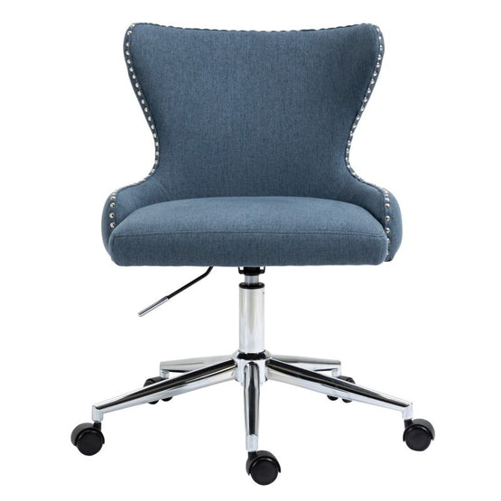 Vijay Velvet Fabric Office Chair - Blue Grey