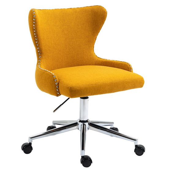 Vijay Velvet Fabric Office Chair - Mustard