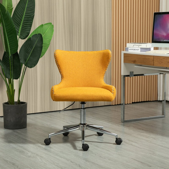 Vijay Velvet Fabric Office Chair - Mustard