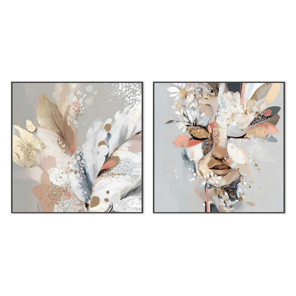 Vivi, Style A & B, Set Of 2, By Bella Eve Wall Art Gioia-Local Black Framed Canvas 50x50cm