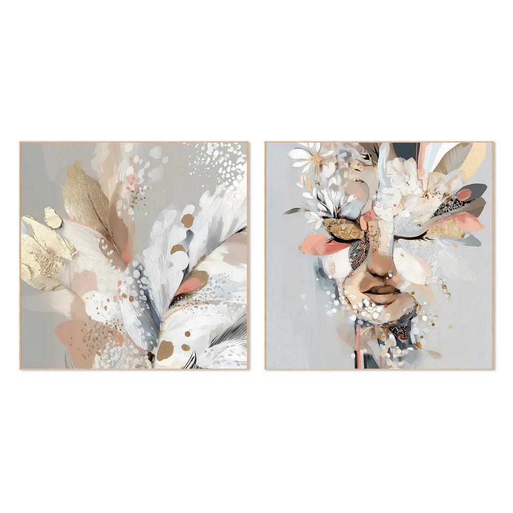 Vivi, Style A & B, Set Of 2, By Bella Eve Wall Art Gioia-Local Oak Framed Canvas 50x50cm