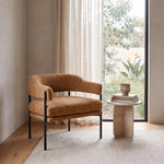 Walton Ginger Brown Fabric Armchair - Black Legs Armchair K Sofa-Core