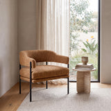 Walton Ginger Brown Fabric Armchair - Black Legs Armchair K Sofa-Core