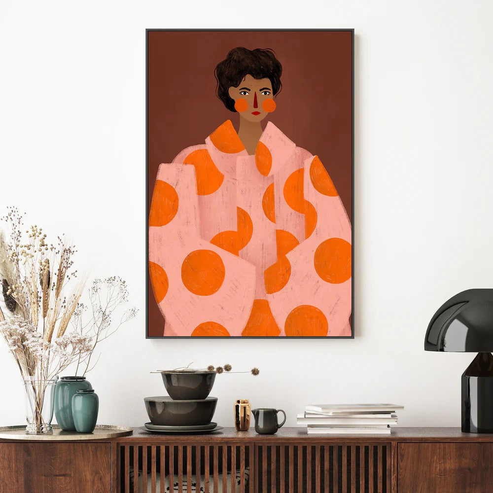 Woman With Orange Dots, By Bea Muller Wall Art Gioia-Local