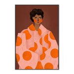 Woman With Orange Dots, By Bea Muller Wall Art Gioia-Local Black Framed Canvas 40x60cm