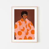 Woman With Orange Dots, By Bea Muller Wall Art Gioia-Local Black Framed Poster 40x60cm