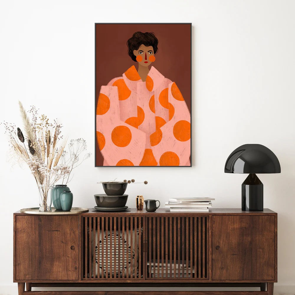 Woman With Orange Dots, By Bea Muller Wall Art Gioia-Local