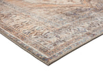 Yvana 290cm x 200cm Traditional Distressed Washable Rug - Brown and Beige