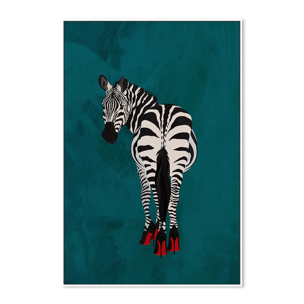 Zebra In Heels, By Sarah Manovski Wall Art Gioia-Local 40x60cm Framed Canvas White