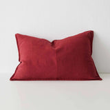 Como Linen Stonewashed Vintage Look Lumbar Cushion Cushion Weave-Local Como Rhubarb 60cm x 40cm Polyester