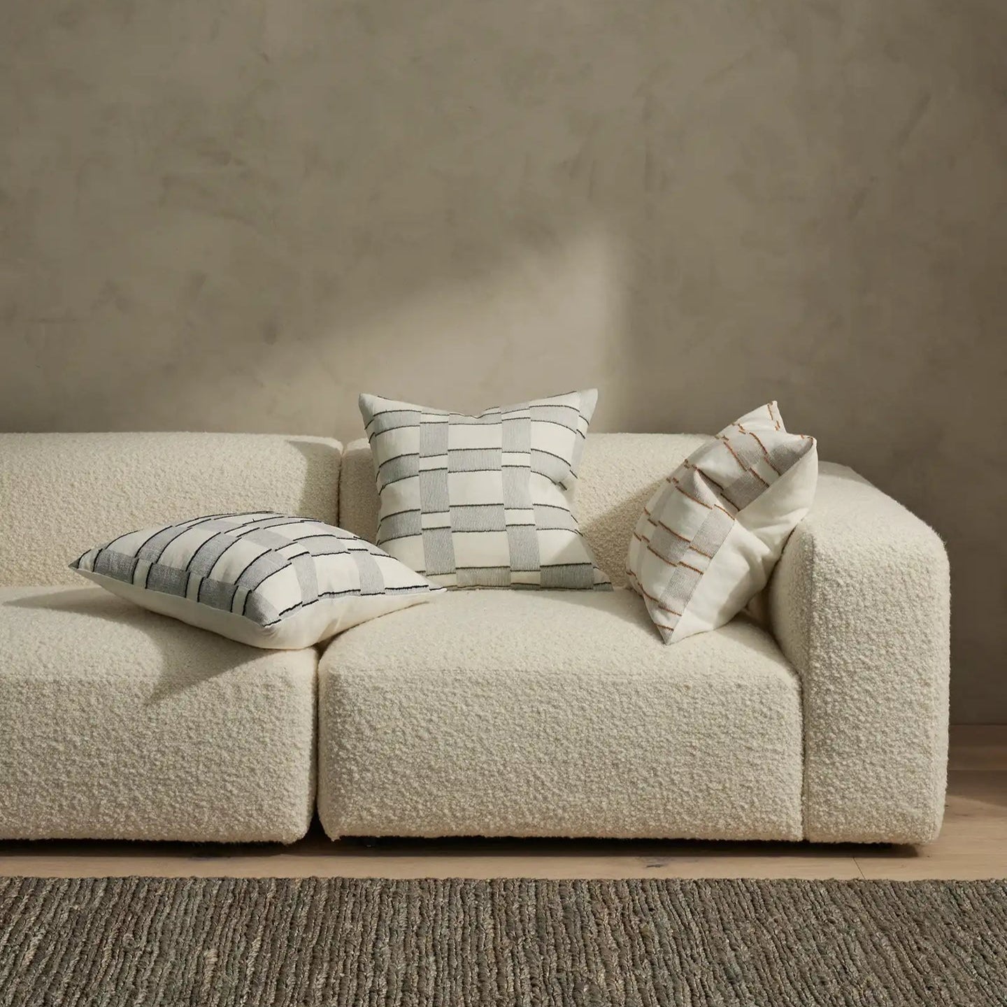 Lorenzo 50cm Mid-Scale Check Cushion Cushion Weave-Local