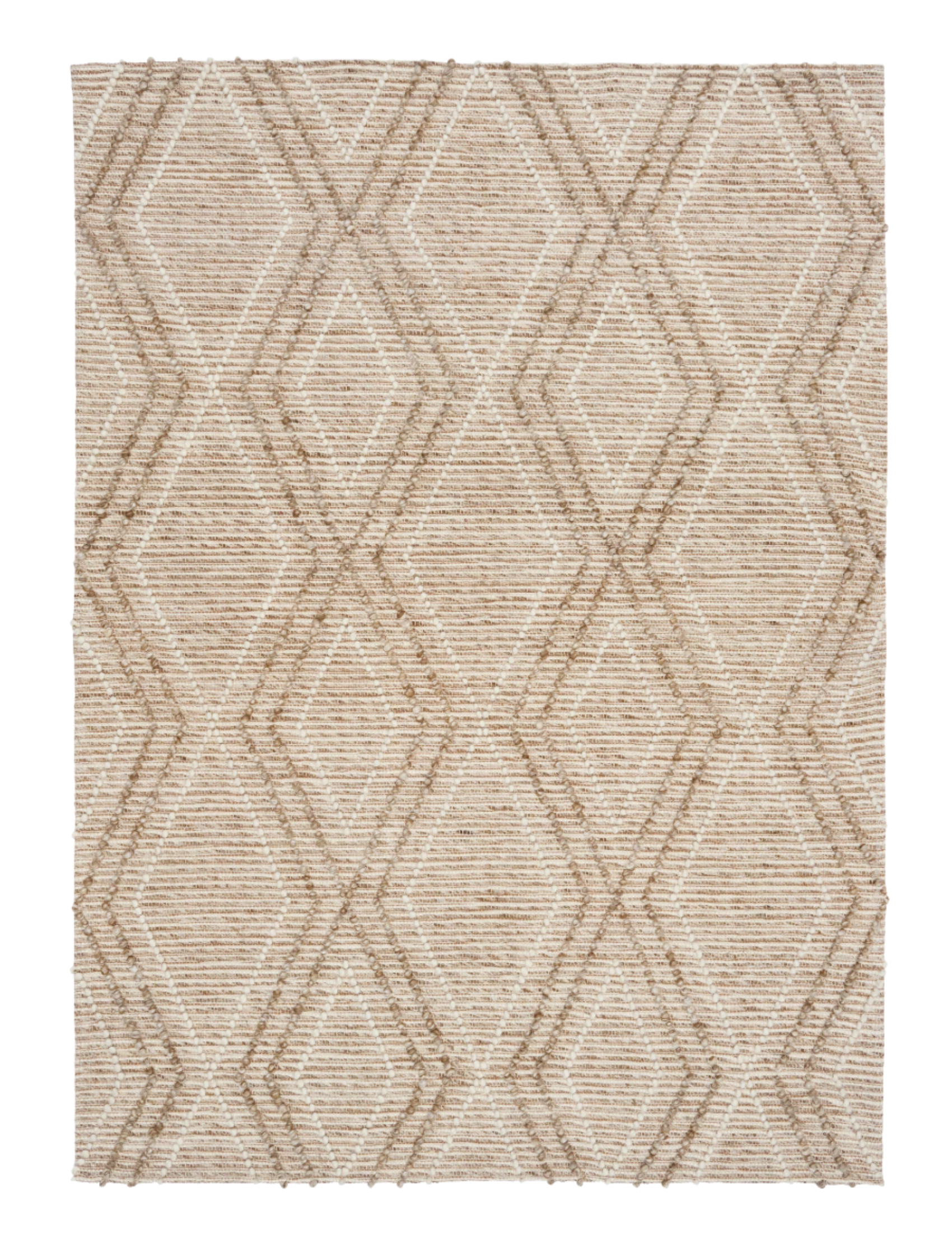 Amelia Boho Textured Hypo-Allergenic Wool Rug - Beige Rug Mos-Local 155cm x 225cm