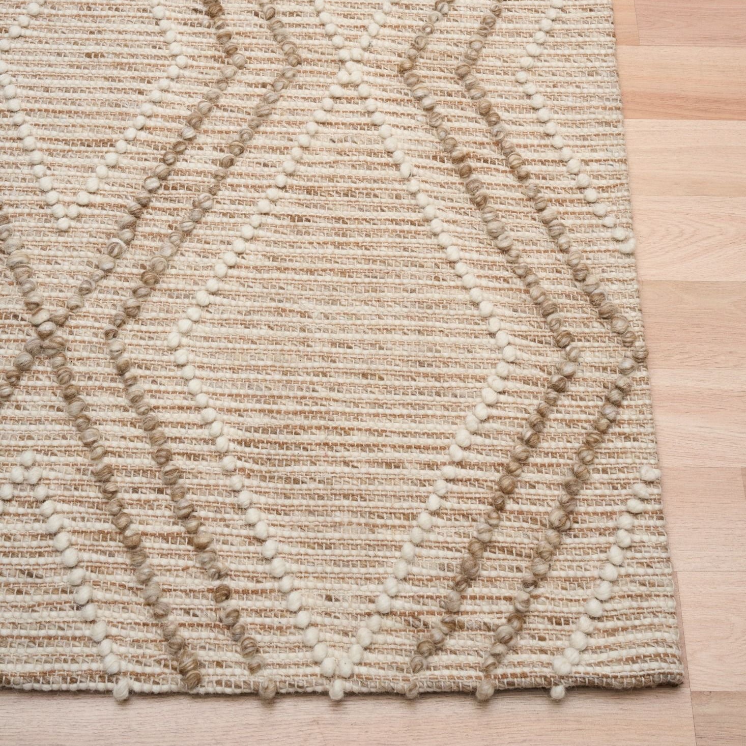 Amelia Boho Textured Hypo-Allergenic Wool Rug - Beige Rug Mos-Local
