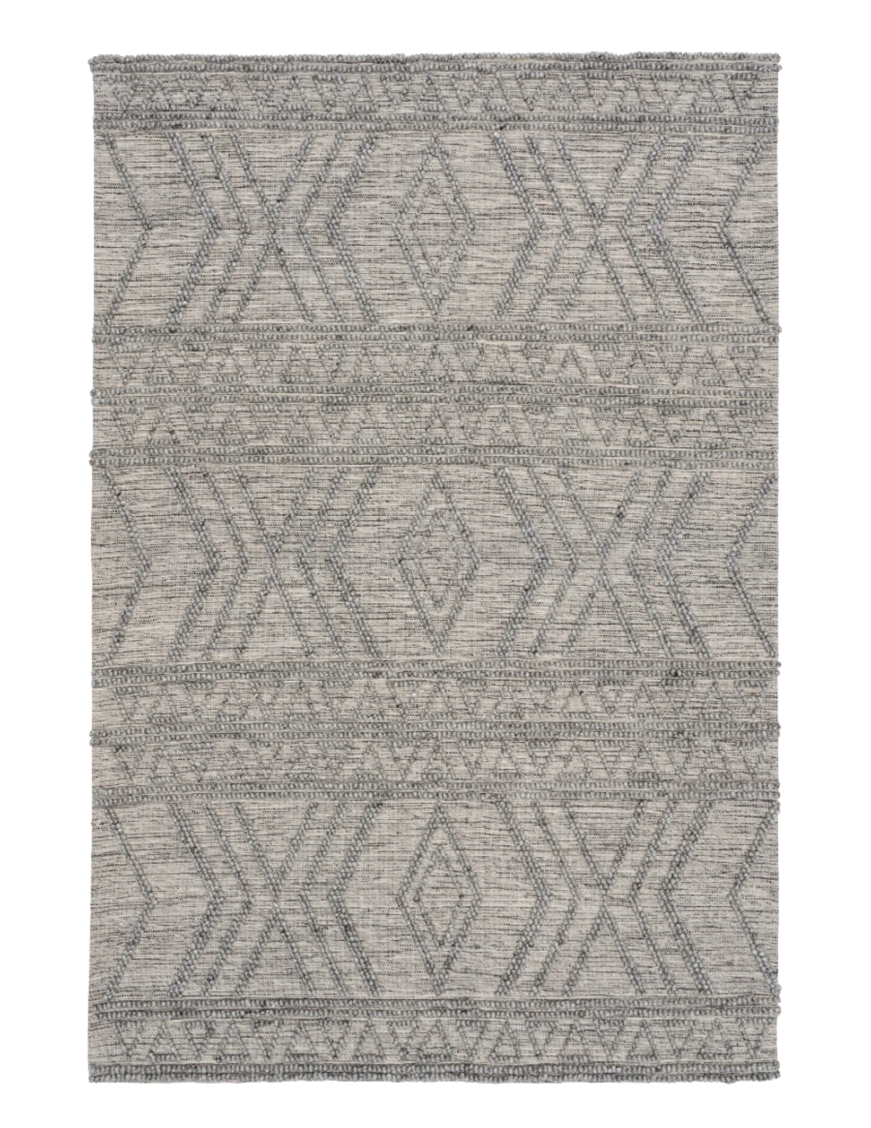 Amelia Tribal Textured Hypo-Allergenic Wool Rug - Grey Rug Mos-Local 155cm x 225cm