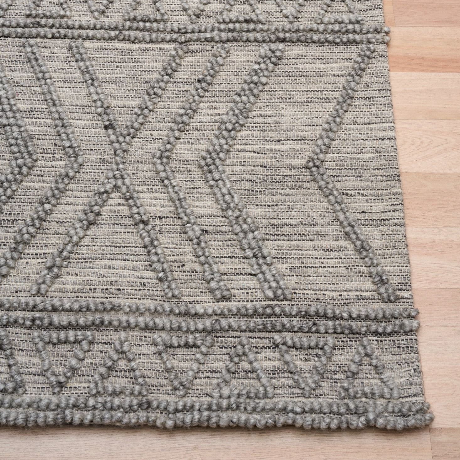 Amelia Tribal Textured Hypo-Allergenic Wool Rug - Grey Rug Mos-Local