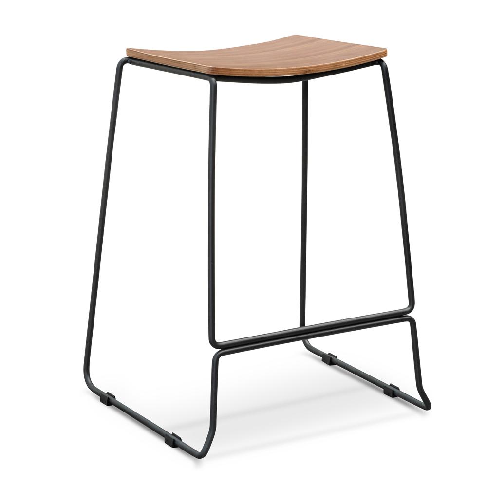 Ex Display - Apollo Bar Stool With Walnut Timber Seat - Black Frame Bar Stool New Home-Core