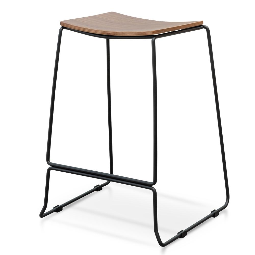 Ex Display - Apollo Bar Stool With Walnut Timber Seat - Black Frame Bar Stool New Home-Core