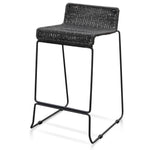 Ex Display - Bailey 65cm Rattan Cord Seat Bar Stool - Black Bar Stool New Home-Core
