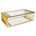 Ex- display Emma 1.3m Glass Coffee Table - Gold Base Coffee Table K Steel-Core   