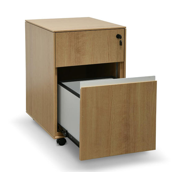 Ex Display - Excel 2 Drawer Wooden Mobile Pedestal - Natural Pedestal Sun Desk-Core   