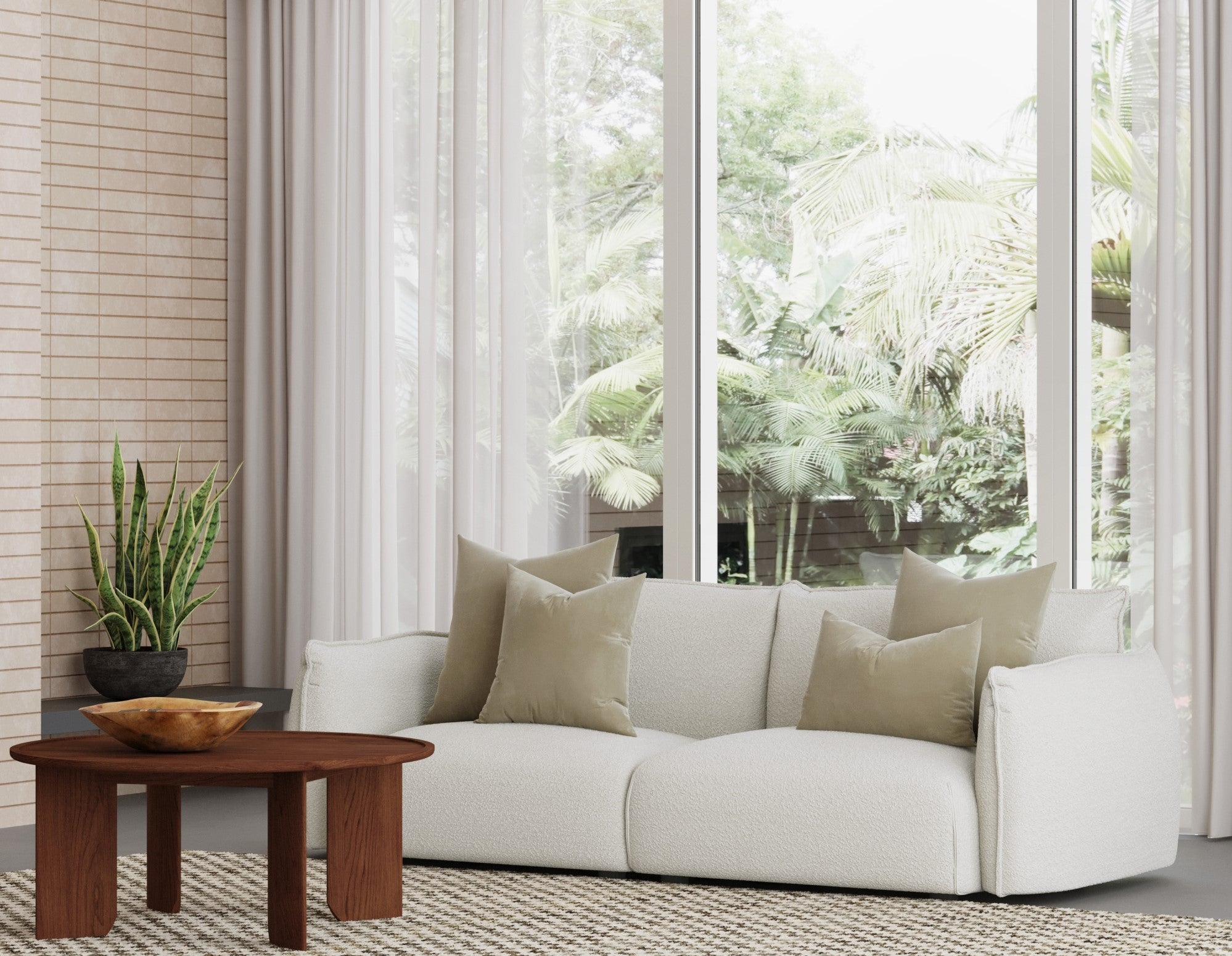 Ferrell 3 Seater Sofa - White Wash Boucle Sofa Iggy-Core   