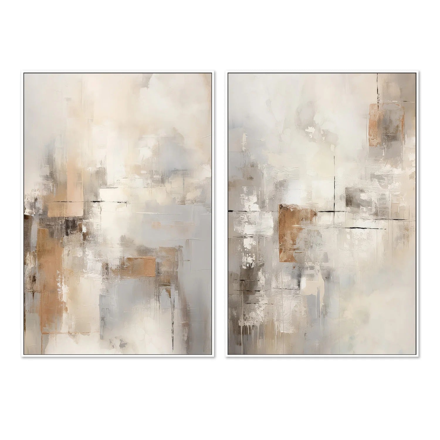 Set of 2 - Through the Mist, Style A & B, By Raymond Powers Wall Art Gioia-Local 40x60cm Framed Canvas White