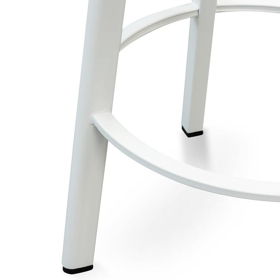 Set of 2 - James 65cm Natural Timber Seat Bar Stool - White Frame Bar Stool New Home-Core   