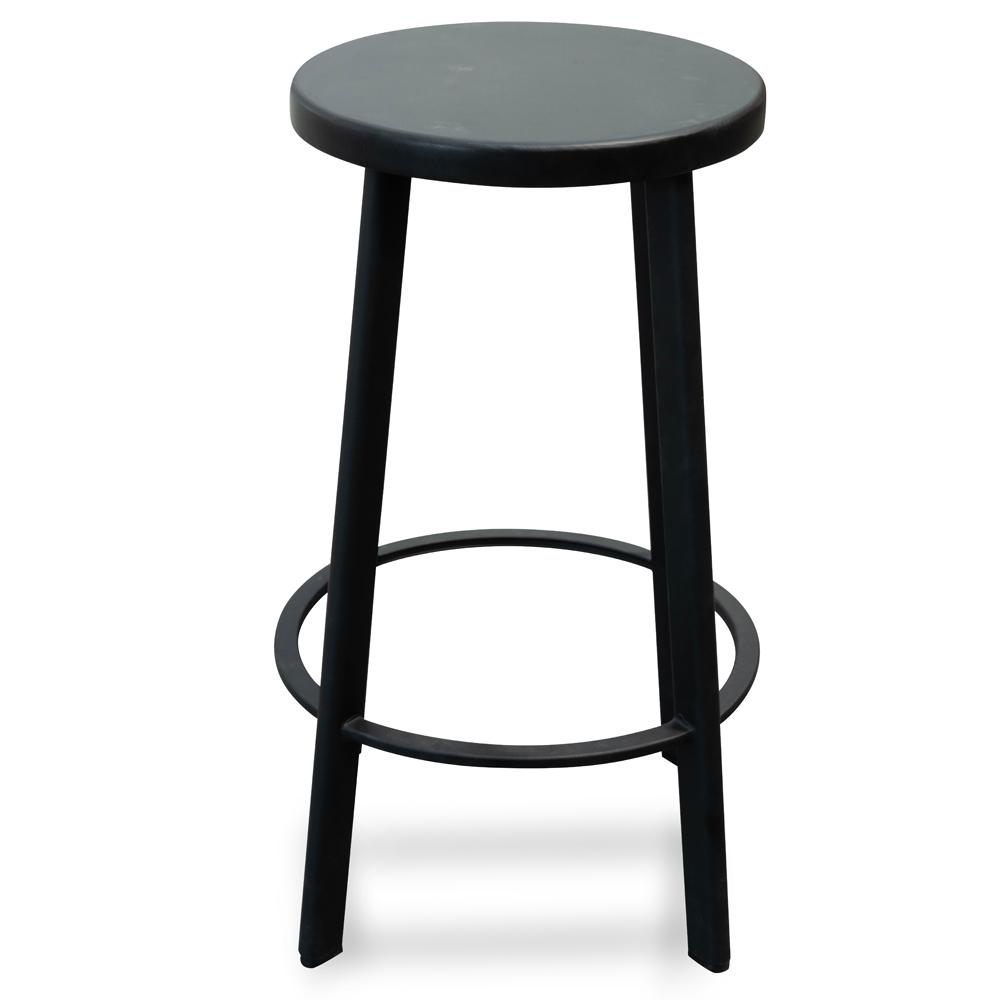 Set of 2 - James 65cm Timber Seat Bar Stool - Black - Last Set Bar Stool New Home-Core