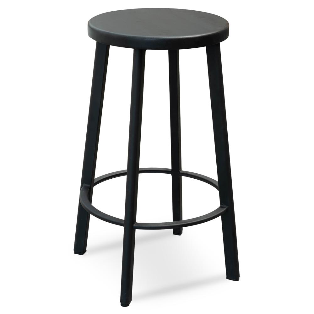 Set of 2 - James 65cm Timber Seat Bar Stool - Black - Last Set Bar Stool New Home-Core