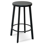 Set of 2 - James 65cm Timber Seat Bar Stool - Black - Last Set Bar Stool New Home-Core