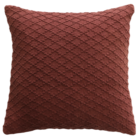 Ex Display - Ollo Kapiti Textured Check Cotton Cushion - Rust Red Cushion Furtex-Local   