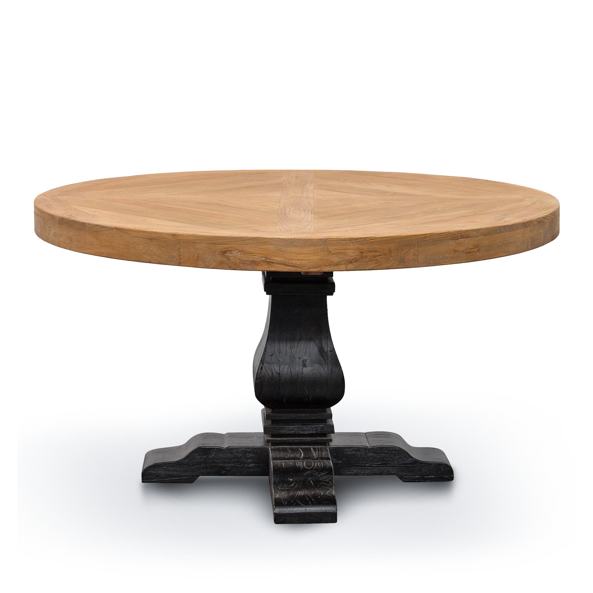 Kara Reclaimed 1.4m Round Dining Table - Natural Top and Black Base Dining Table Reclaimed-Core