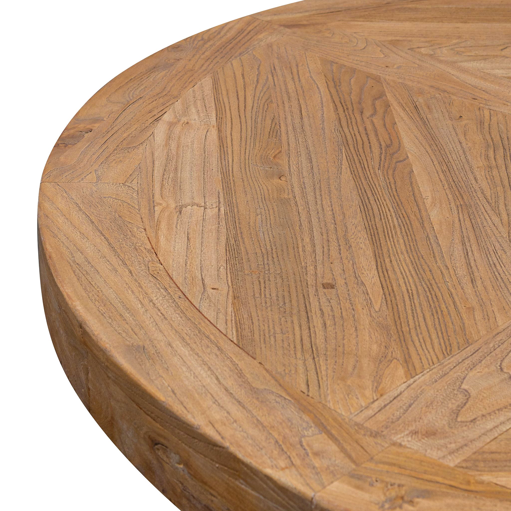Kara Reclaimed 1.4m Round Dining Table - Natural Top and Black Base Dining Table Reclaimed-Core