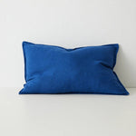 Como Linen Stonewashed Vintage Look Lumbar Cushion Cushion Weave-Local Como Cobalt 60cm x 40cm Polyester