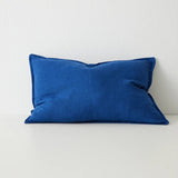 Como Linen Stonewashed Vintage Look Lumbar Cushion Cushion Weave-Local Como Cobalt 60cm x 40cm Polyester