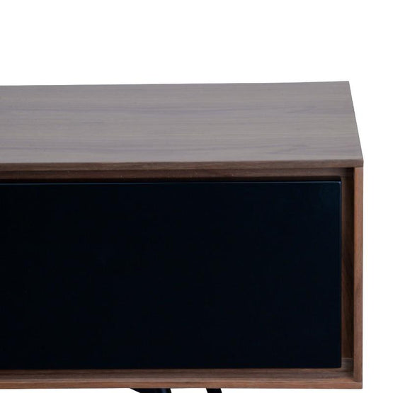 Ex Display - Liam 180cm Wooden TV Unit With Black Matt Drawers - Walnut