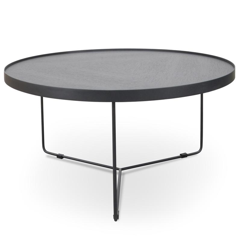 Ex Display - Luna 90cm Oak Top Round Coffee Table - Black Coffee Table Better B-Core
