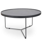 Ex Display - Luna 90cm Oak Top Round Coffee Table - Black Coffee Table Better B-Core