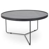 Ex Display - Luna 90cm Oak Top Round Coffee Table - Black Coffee Table Better B-Core
