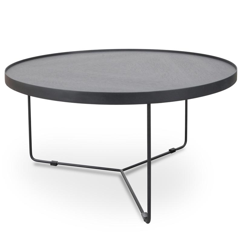 Ex Display - Luna 90cm Oak Top Round Coffee Table - Black Coffee Table Better B-Core