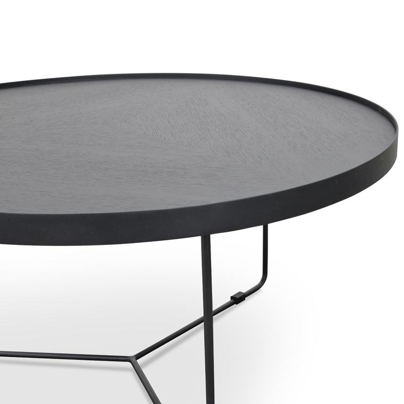 Ex Display - Luna 90cm Oak Top Round Coffee Table - Black Coffee Table Better B-Core