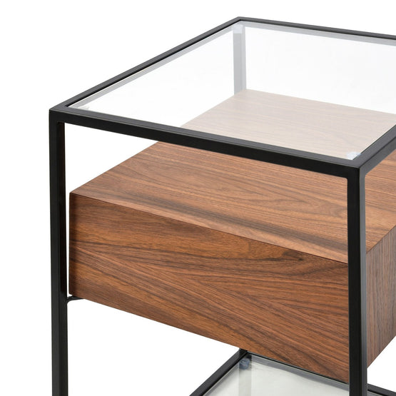 Ex Display - Norman Scandinavian Metal Frame Side Table - Walnut Bedside Table IGGY-Core   