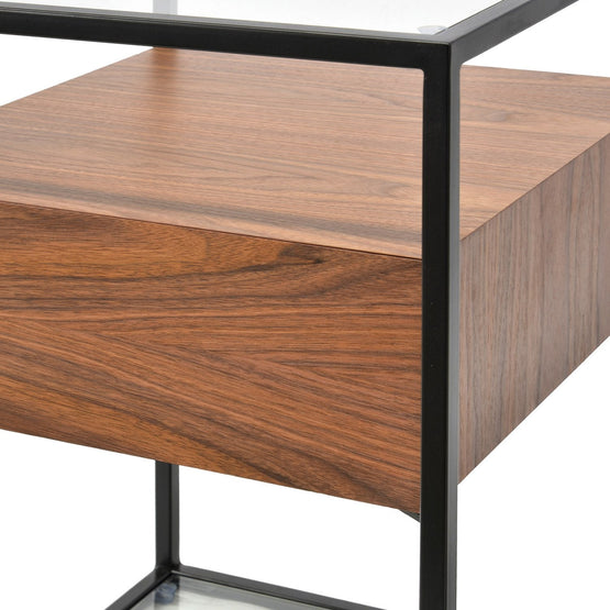 Ex Display - Norman Scandinavian Metal Frame Side Table - Walnut Bedside Table IGGY-Core   