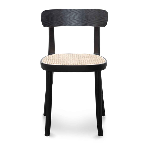 Set of 2 - Orval Rattan Dining Chair - Black with Natural Seat Dining Chair Swady-Core   