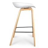Ex Display - Rachel 65cm Bar Stool - White And Natural Bar Stool Swady-Core